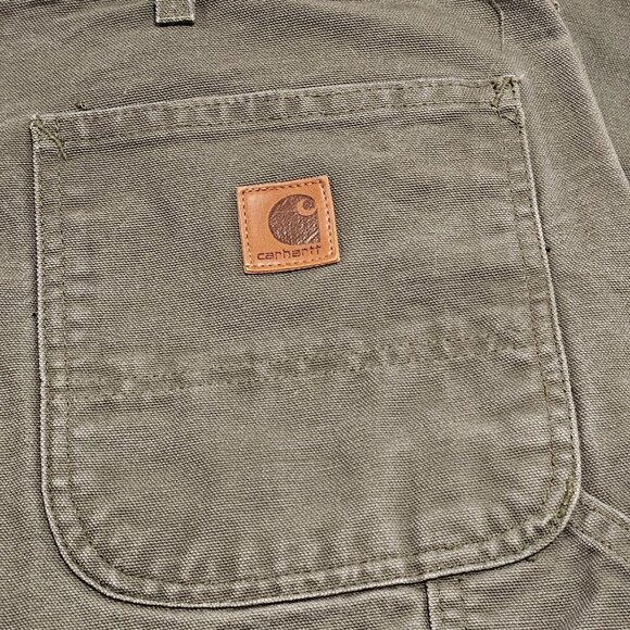 Vtg Carhartt Pants Mens 42x31.5 Olive Green B11 Duck Carpenter Work USA 90s - Picture 7 of 16